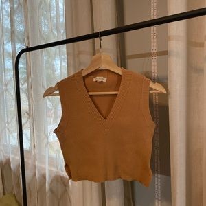 Tan Cropped Sweater Vest